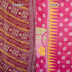 Hand-Stitched 100% Cotton Kantha Quilt – Reversible Kantha Throw Blanket, 80” x 52” -