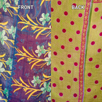 Hand-Stitched 100% Cotton Kantha Quilt – Reversible Kantha Throw Blanket, 80” x 52” -