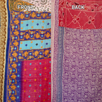 Hand-Stitched 100% Cotton Kantha Quilt – Reversible Kantha Throw Blanket, 80” x 52” -