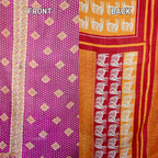 Hand-Stitched 100% Cotton Kantha Quilt – Reversible Kantha Throw Blanket, 80” x 52” -