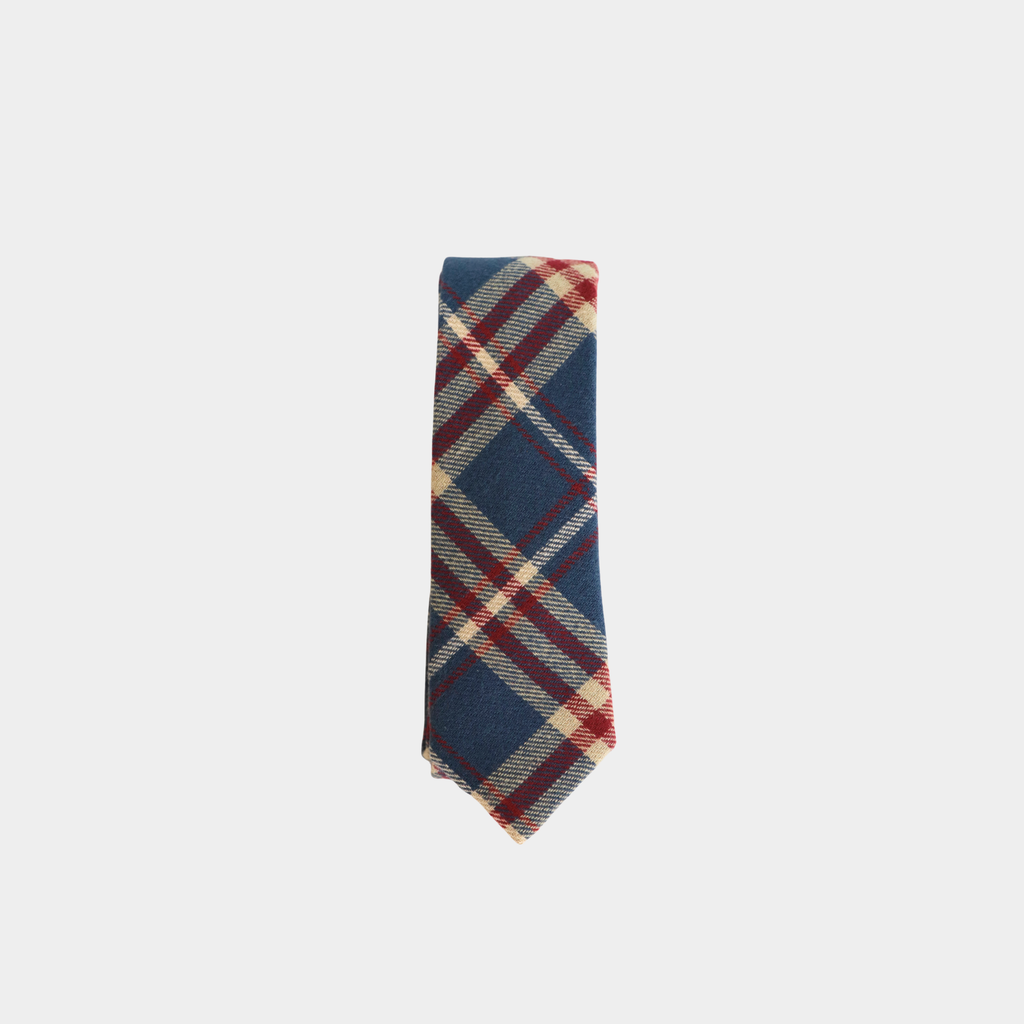 JASON • Blue, Cream, and Crimson Plaid Mens Tie - Men's Tie