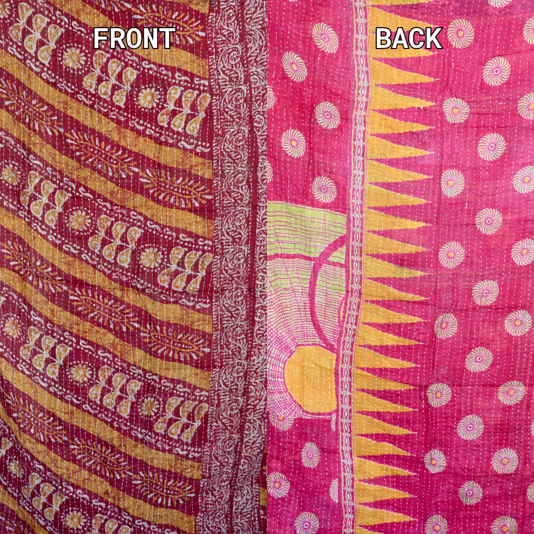 KANTHA QUILT || RASPBERRY SUN - KANTHA QUILT