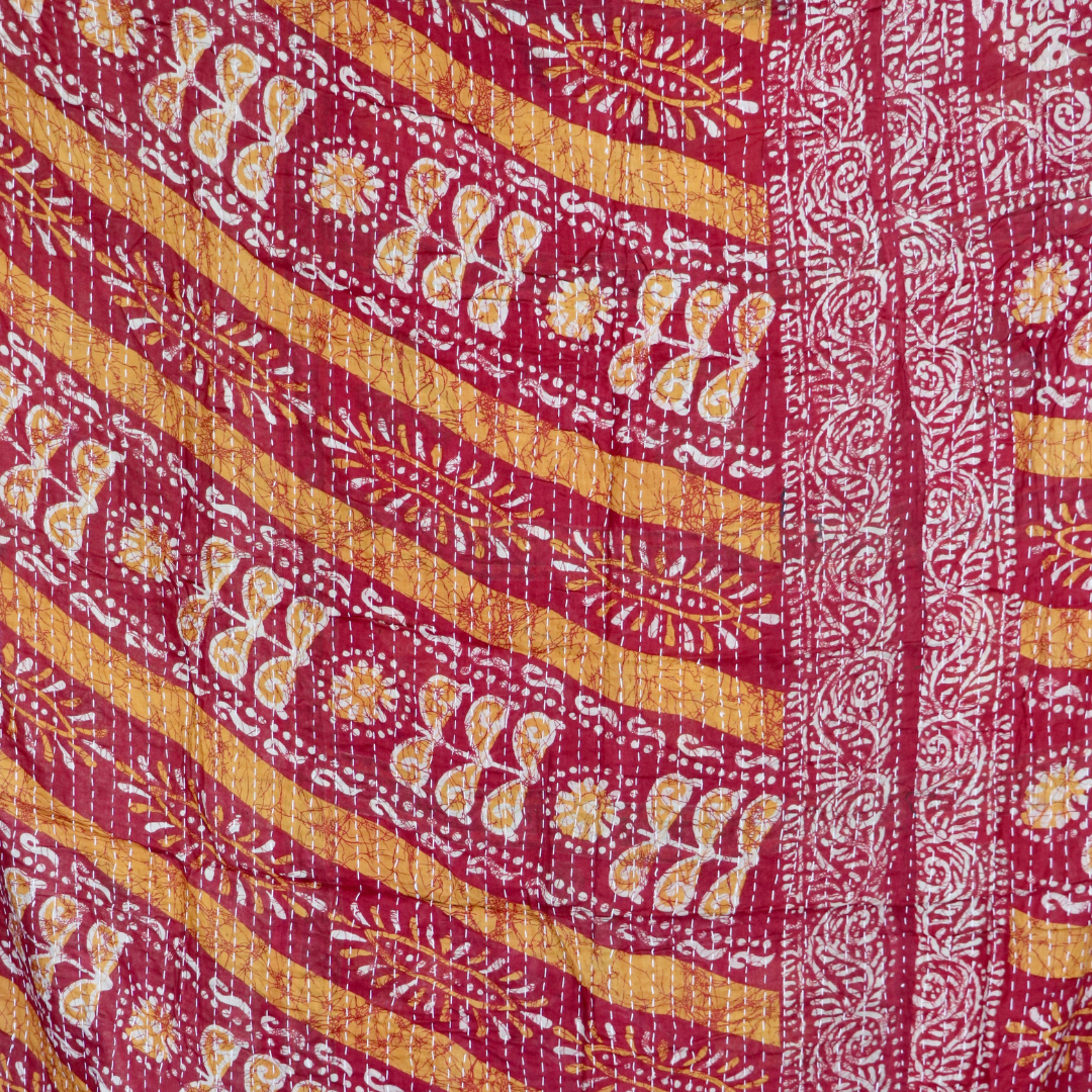 KANTHA QUILT || RASPBERRY SUN - KANTHA QUILT