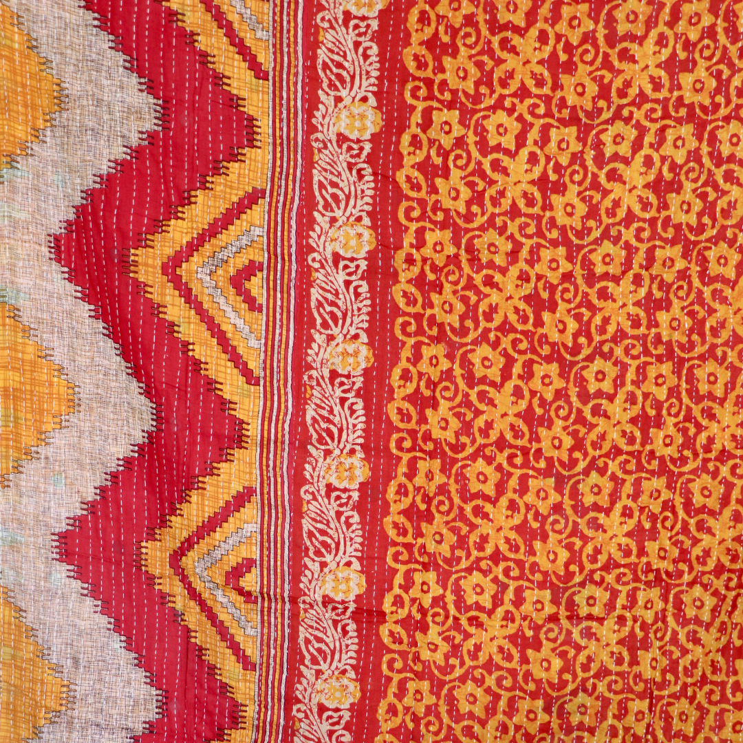 KANTHA QUILT || SAFFRON SUNSET - KANTHA QUILT