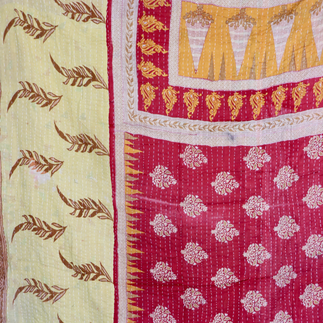 KANTHA QUILT || SCARLET BLOOM - KANTHA QUILT